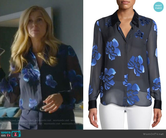 Elie Tahari Martha Blouse worn by Debra Newell (Connie Britton) on Dirty John