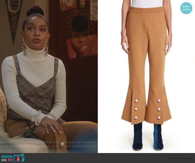 Ellery Fourth Element Crop Flare Pants worn by Zoey Johnson (Yara Shahidi) on Grown-ish