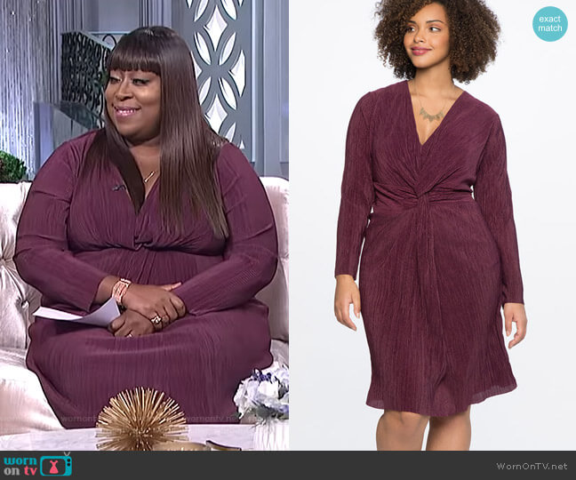 Eloquii Knot Front Accordion Dress worn by Loni Love on The Real