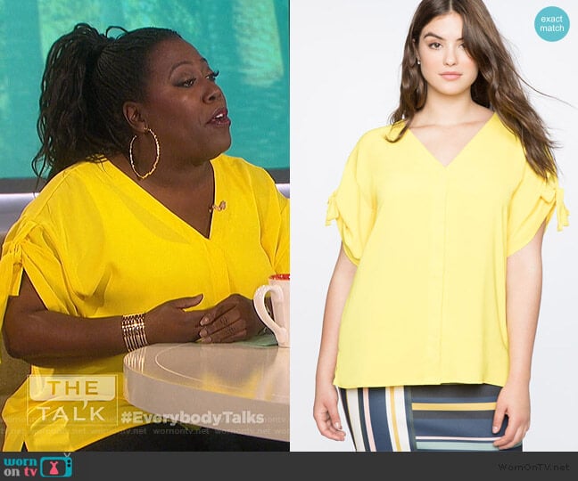 Eloquii Tie Sleeve Top worn by Sheryl Underwood on The Talk