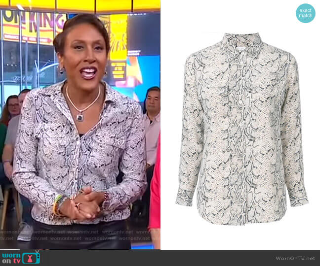 Equipment Snake Print Shirt worn by Robin Roberts on Good Morning America