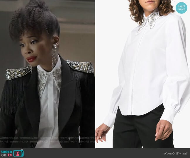 Erdem Eula Sequin Collar Shirt worn by Monica Colby (Wakeema Hollis) on Dynasty