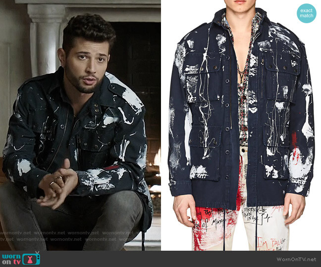 Faith Connexion Graffiti Cotton Twill Field Jacket worn by Sam Flores (Rafael de la Fuente) on Dynasty