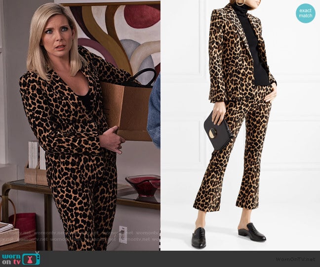 Frame Leopard-print cotton-blend velvet blazer worn by Brianna (June Raphael) on Grace and Frankie