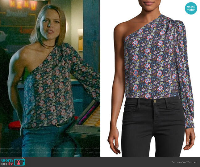 Frame One-Shoulder Floral-Print Top worn by Isobel Evans-Bracken (Lily Cowles) on Roswell New Mexico