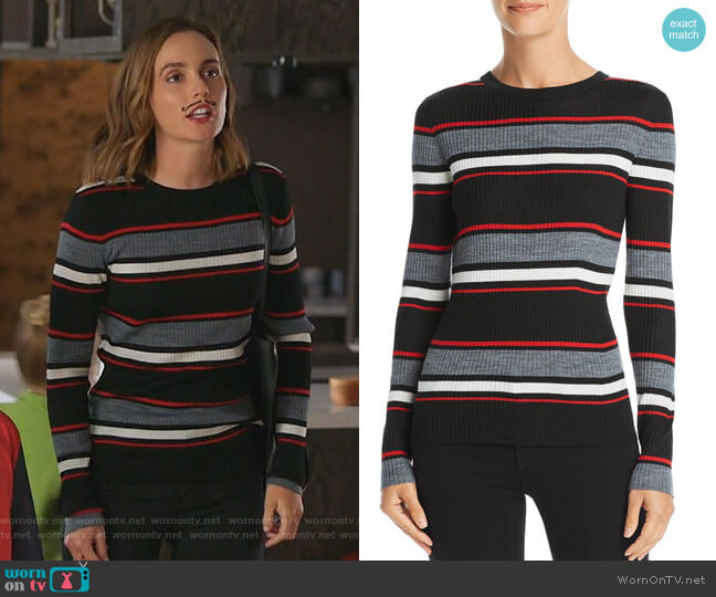 Frame Striped Rib-Knit Sweater worn by Angie (Leighton Meester) on Single Parents