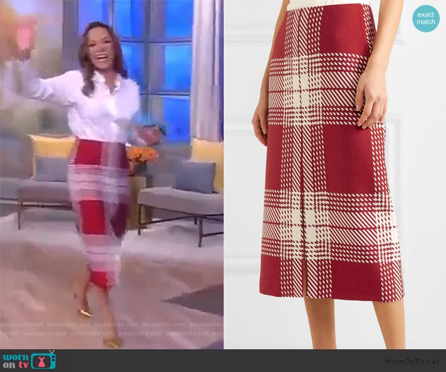 Gabriela Hearst Checked wool-blend midi skirt worn by Sunny Hostin on The View
