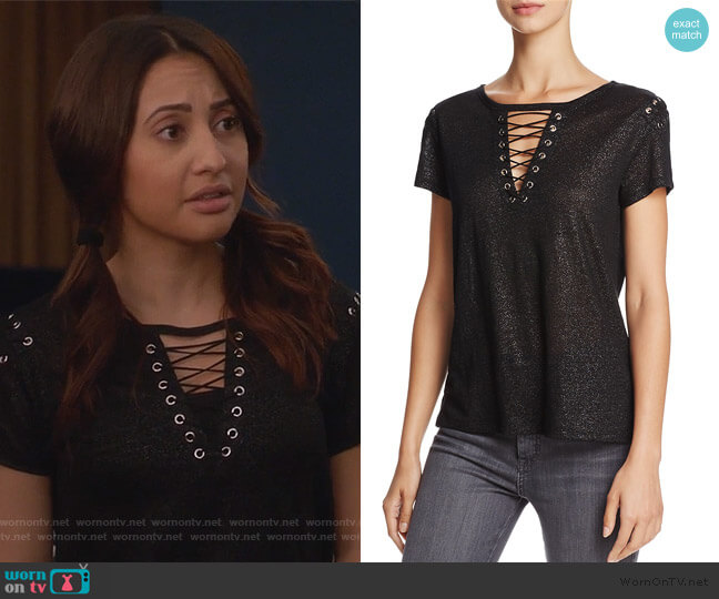 Generation Love Hugo Metallic Tee worn by Ana Torres (Francia Raisa) on Grown-ish