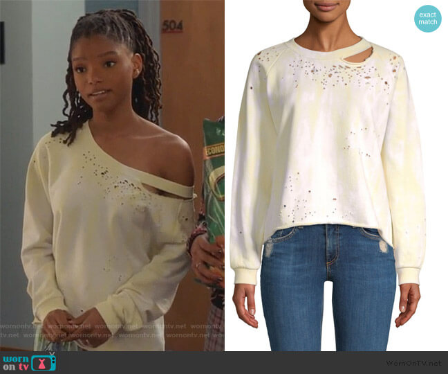 Generation Love Tie-Dye Cut Out Sweatshirt worn by Skylar Forster (Halle Bailey) on Grown-ish