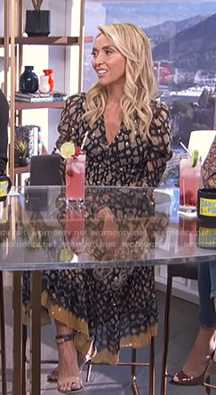 Giuliana’s black printed v-neck dress on E! News Daily Pop