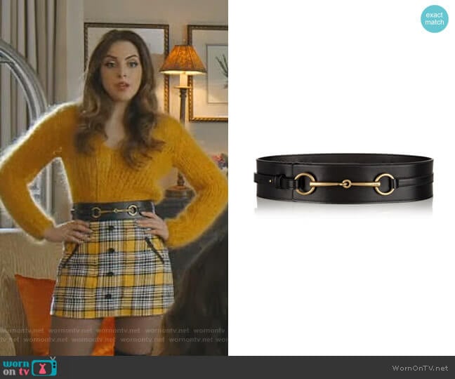 Gucci Wide Leather Waist Belt worn by Fallon Carrington (Elizabeth Gillies) on Dynasty