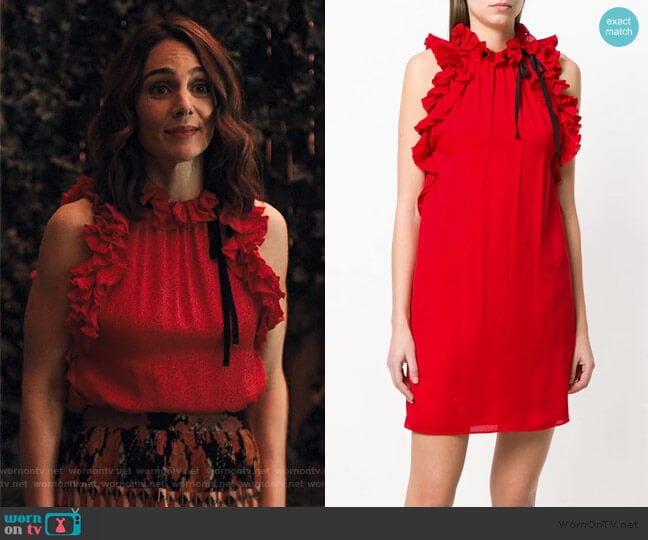 Gucci Ruffled Detail Dress worn by Samantha Delmonico (Annie Parisse) on Friends from College