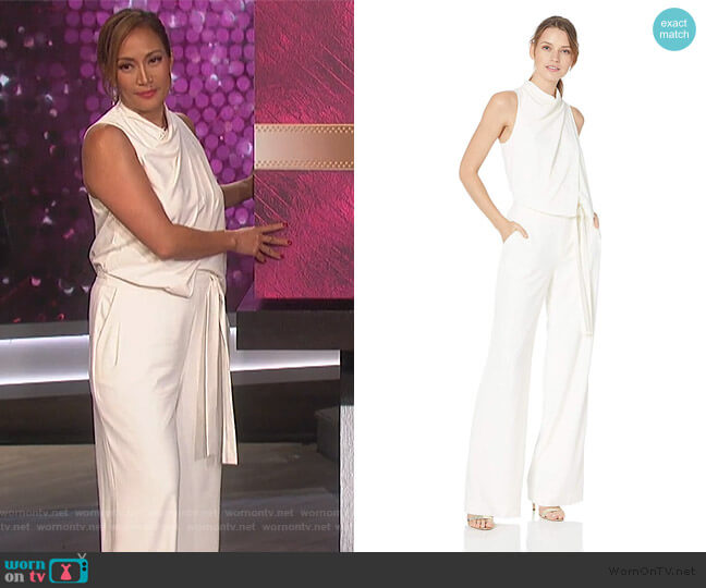 Halston Heritage Cowl Drape Jumpsuit worn by Carrie Inaba on The Talk