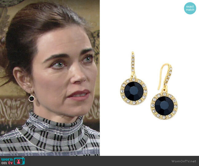 INC International Concepts Round Stone Drop Earrings worn by Victoria Newman (Amelia Heinle) on The Young and the Restless