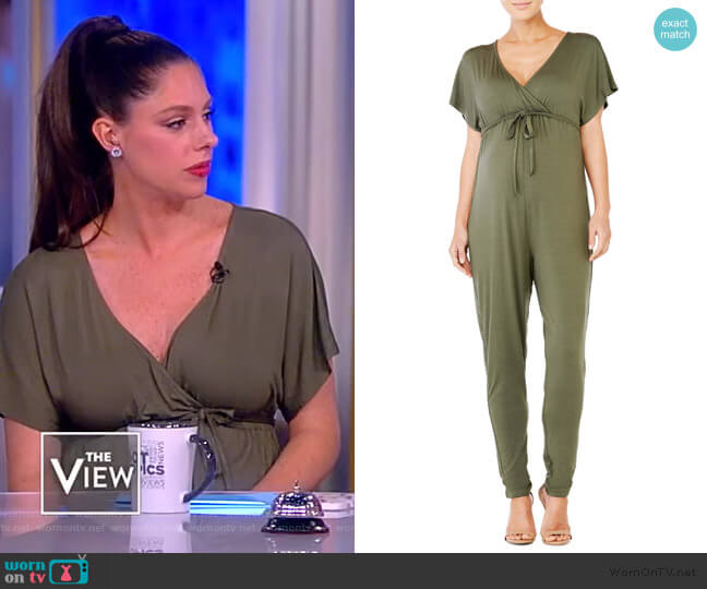 Ingrid & Isabel Maternity Cross-Front Jersey Jumpsuit worn by Abby Huntsman on The View