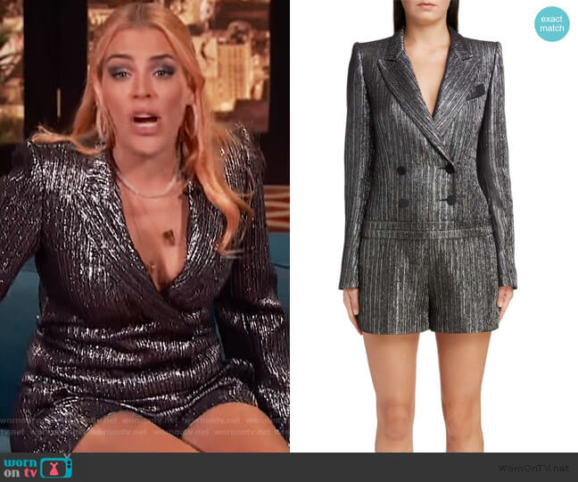 Isabel Marant Metallic Double Breasted Romper worn by Busy Philipps on Busy Tonight