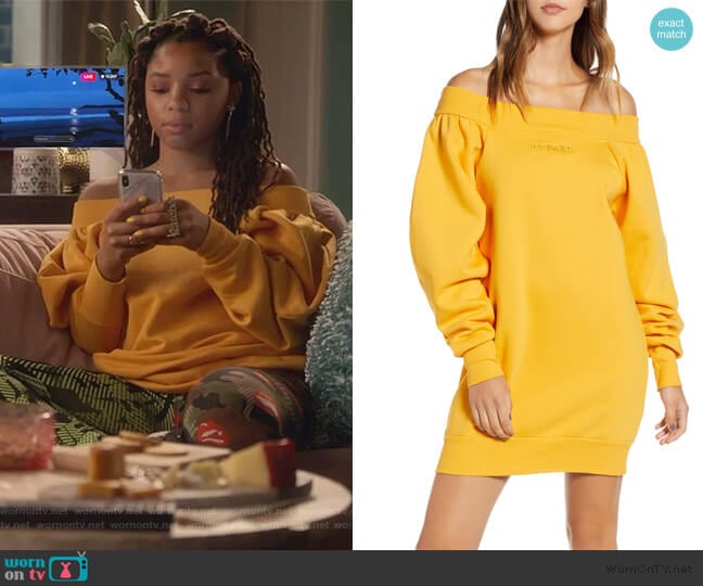 Ivy Park by Topshop Blouson Bardot Sweatshirt worn by Jazlyn Forster (Chloe Bailey) on Grown-ish