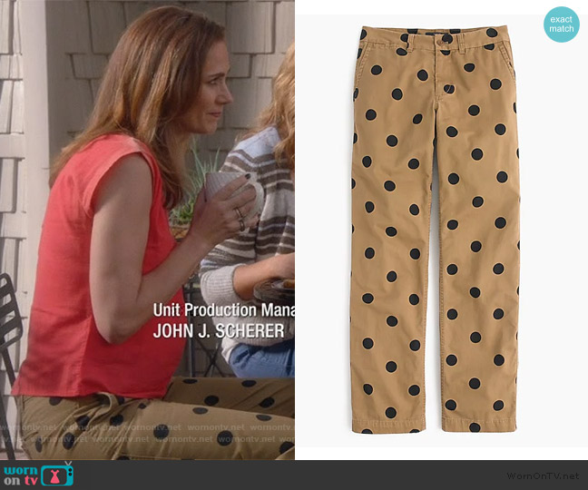 J. Crew Petite boyfriend chino pant in polka dot worn by Maya (Diane Farr) on Splitting Up Together