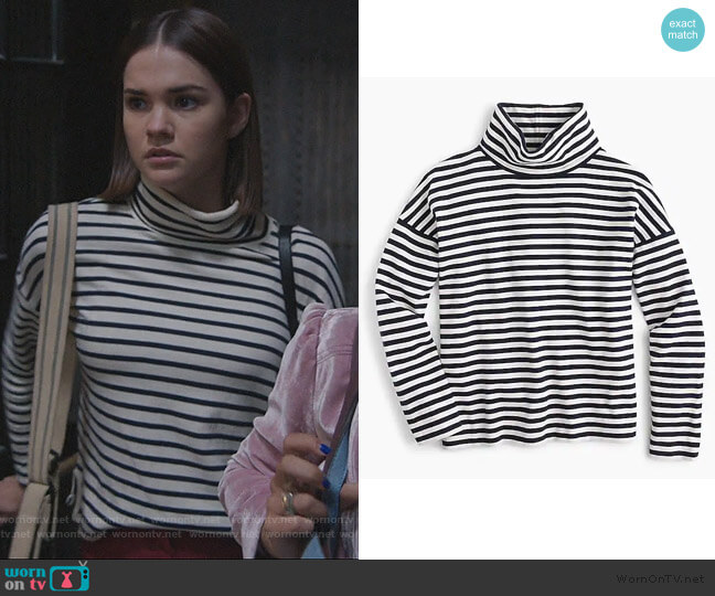 J. Crew Oversized striped turtleneck worn by Callie Foster (Maia Mitchell) on Good Trouble