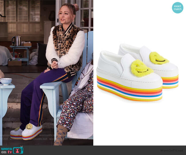 Joshua Sanders Smile Genuine Rabbit Fur Platform Slip-On Sneaker