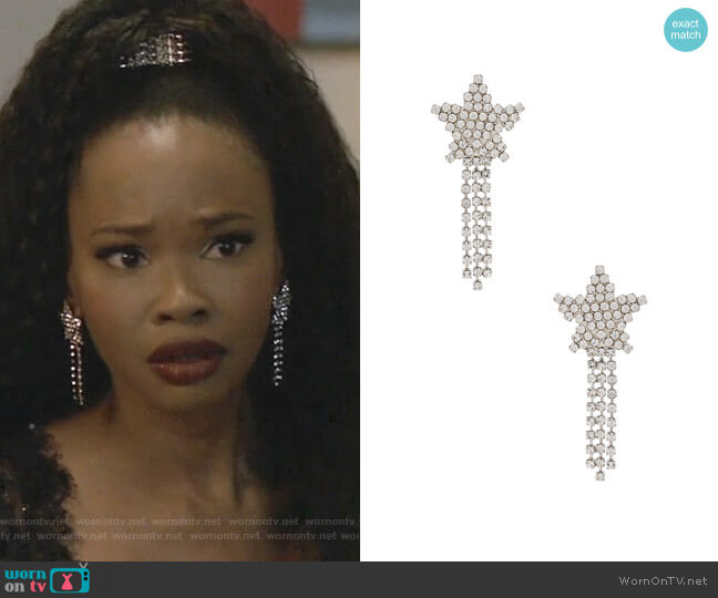Jennifer Behr Shooting Star Earrings worn by Monica Colby (Wakeema Hollis) on Dynasty
