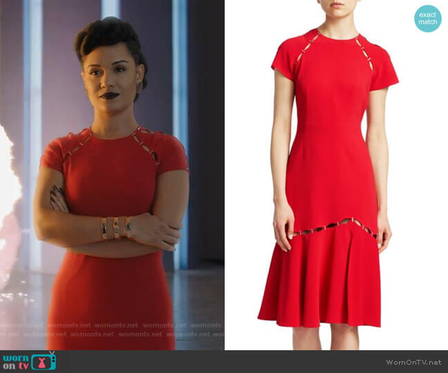 Jonathan Simkhai Cut-out Flounce Hem Sheath Dress worn by Reeva Payge (Grace Byers) on The Gifted