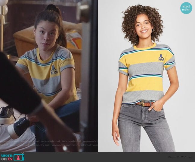 Junk Food Atari Striped Tee worn by Mariana Foster (Cierra Ramirez) on Good Trouble