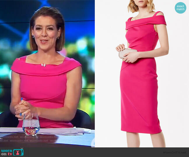 Karen Millen Pencil Bardot Dress worn by Gorgi Coghlan on The Project