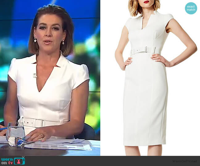 Karen Millen Tailored Belted Dress worn by Gorgi Coghlan on The Project