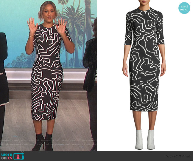 Alice + Olivia Delora Fitted Crewneck Dress worn by Eve on The Talk