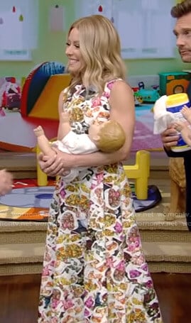 Kelly’s white floral midi dress on Live with Kelly and Ryan