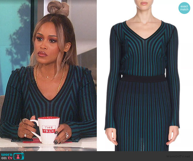 Kenzo Fitted Long-Sleeve V-Neck Sweater worn by Eve on The Talk