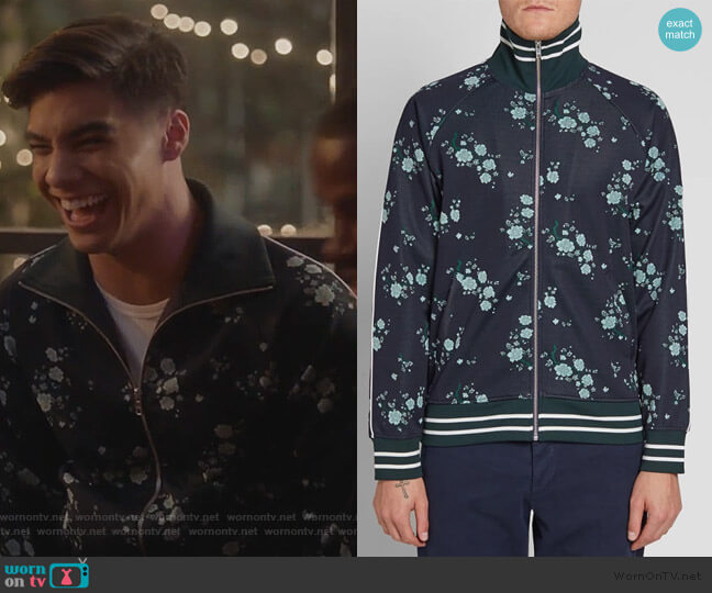 Kenzo Floral Taped Track Top worn by Vivek Shah (Jordan Buhat) on Grown-ish