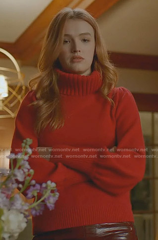 Kirby’s red turtleneck sweater on Dynasty