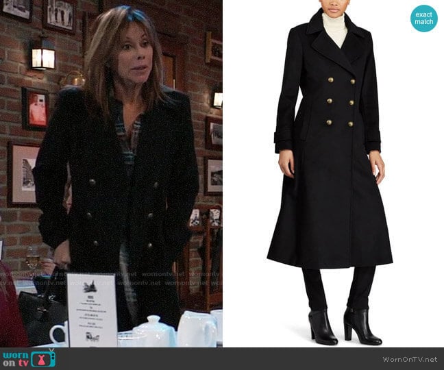 LAUREN Ralph Lauren Double Breasted Long Coat worn by Alexis Davis (Nancy Lee Grahn) on General Hospital
