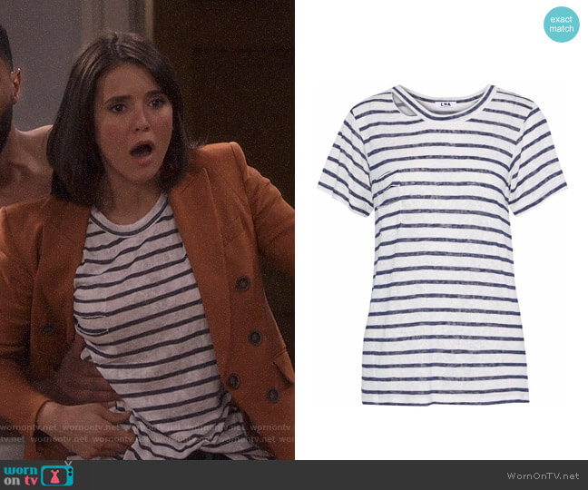 LNA Iles Cutout Striped T-shirt worn by Clem (Nina Dobrev) on Fam