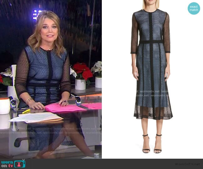 Victoria Beckham Lace Midi Dress worn by Savannah Guthrie on Today