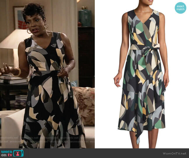 Lafayette 148 New York Printed Belted Dress worn by Rose (Sheryl Lee Ralph) on Fam