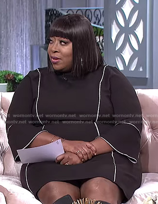 Loni’s black bell sleeve dress on The Real