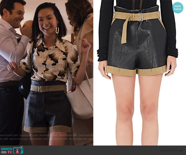 Maison Margiela Leather-Appliquéd Linen-Cotton Shorts worn by Marianne (Jae Suh Park) on Friends from College
