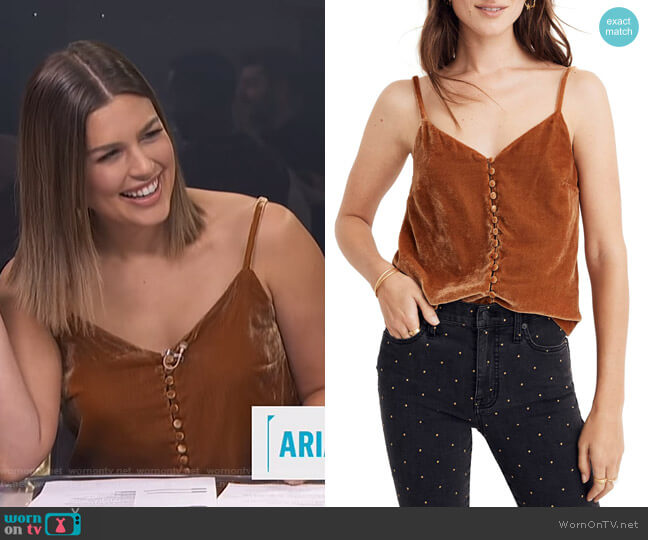 Madewell Button Down Velvet Camisole worn by Carissa Loethen Culiner on E! News