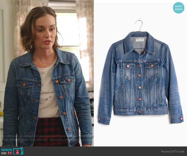 Madewell The Jean Jacket in Pinter Wash worn by Angie (Leighton Meester) on Single Parents