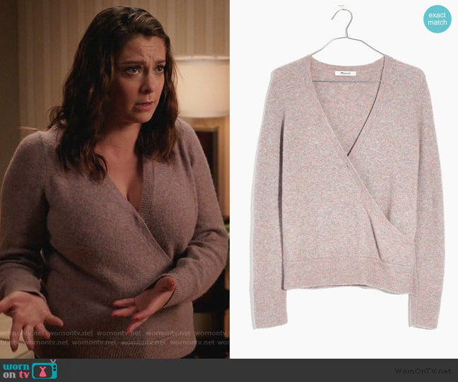Madewell Wrap-Front Pullover Sweater worn by Rebecca Bunch (Rachel Bloom) on Crazy Ex-Girlfriend