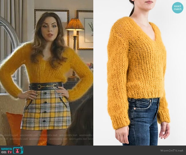 Maiami Mohair V Neck Sweater worn by Fallon Carrington (Elizabeth Gillies) on Dynasty