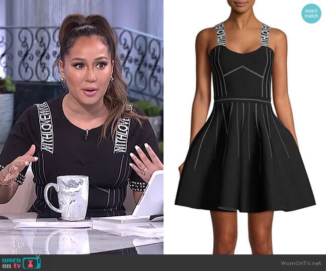Maje Seamed Logo Strap A-line Dress worn by Adrienne Houghton on The Real