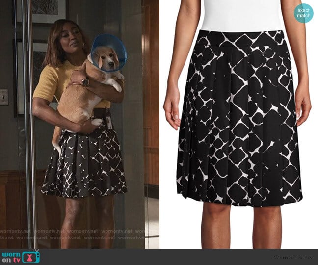 Marc Jacobs Silk Pebble Print Pleated A-line Skirt worn by Daisy Grant (Patina Miller) on Madam Secretary