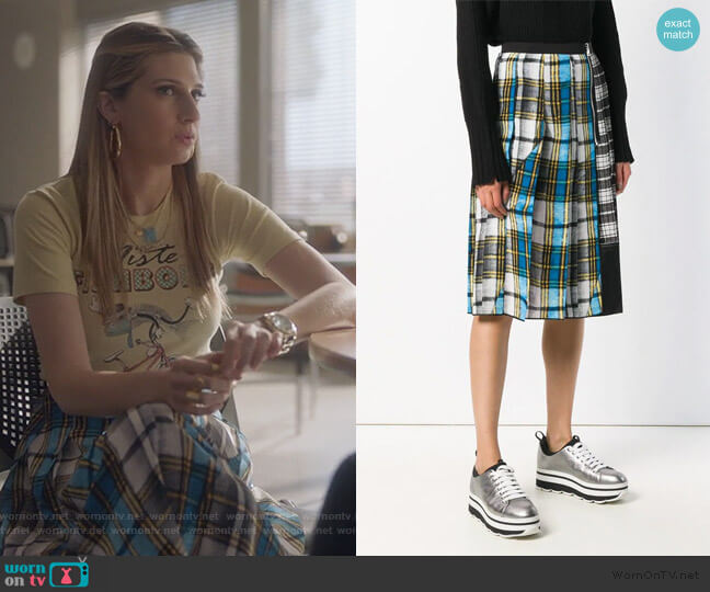 Marc Jacobs Plaid Midi Skirt worn by Nomi Segal (Emily Arlook) on Grown-ish