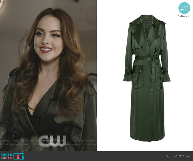 Michael Lo Sordo Silk-satin Trench Coat worn by Fallon Carrington (Elizabeth Gillies) on Dynasty