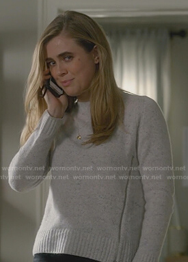 Michaela’s speckled side-zip sweater on Manifest