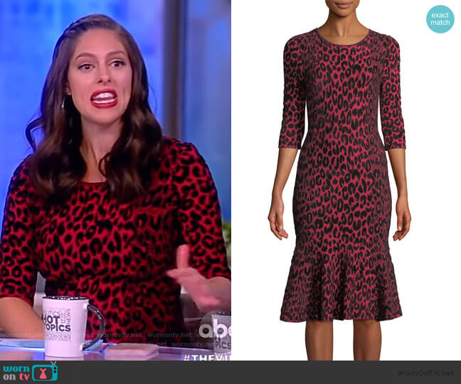 Milly Textured Leopard Animal-Print Mermaid Midi Dress worn by Abby Huntsman on The View
